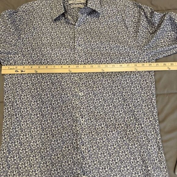 Nick Graham Everywhere Men's Button Shirt Contrast Navy Flip Cuff Stretch Medium - Picture 8 of 11